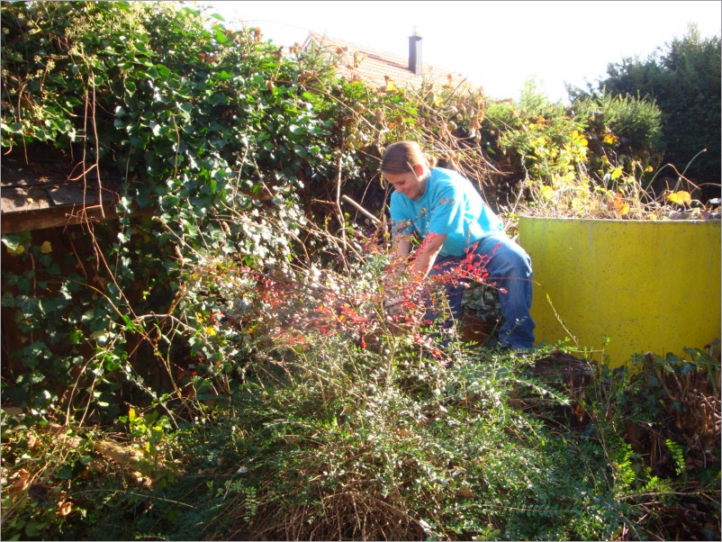 mirj helping with the garden-work